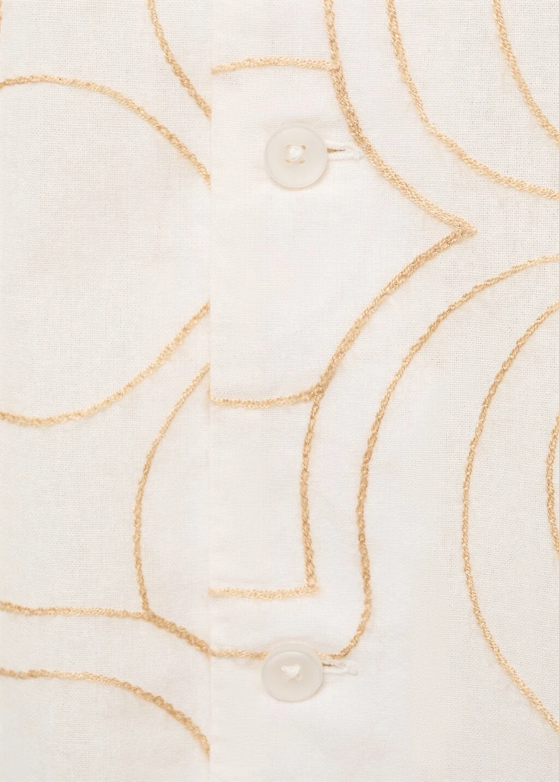 Shirt with embroidered bowling collar