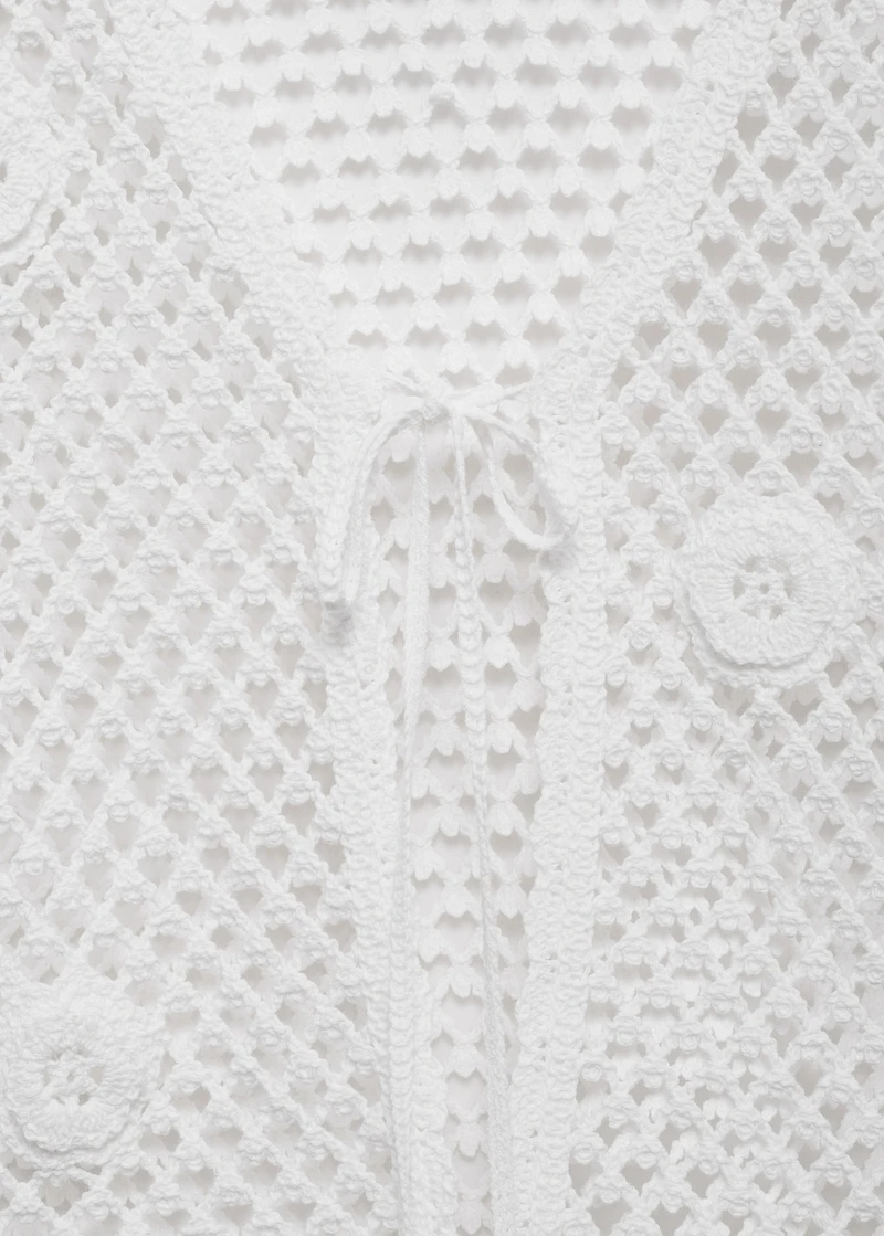 Crochet cardigan with bow closure