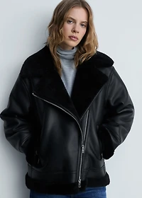 Jacket with faux shearling lining