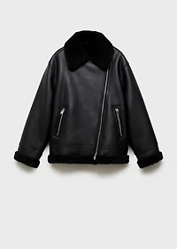 Jacket with faux shearling lining