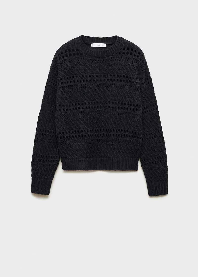 Knit sweater with lace pattern