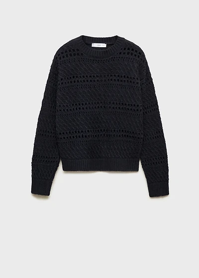 Knit sweater with lace pattern