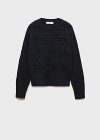 Knit sweater with lace pattern