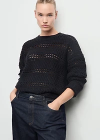 Knit sweater with lace pattern