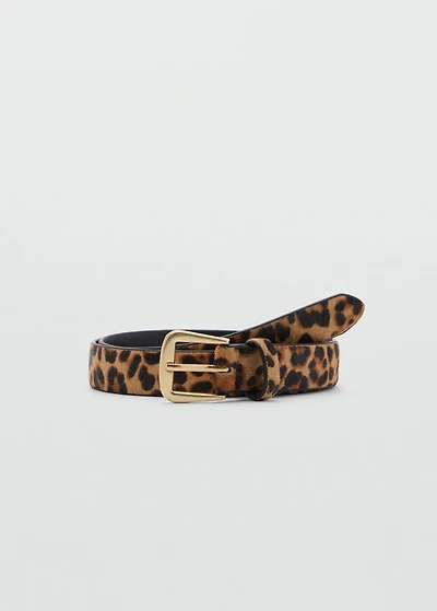 Leopard leather belt