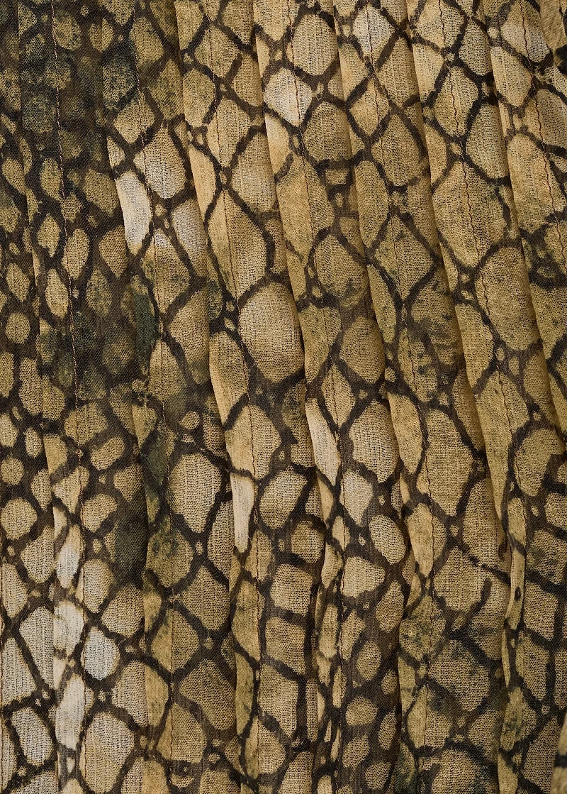 Puffed-sleeve printed shirt