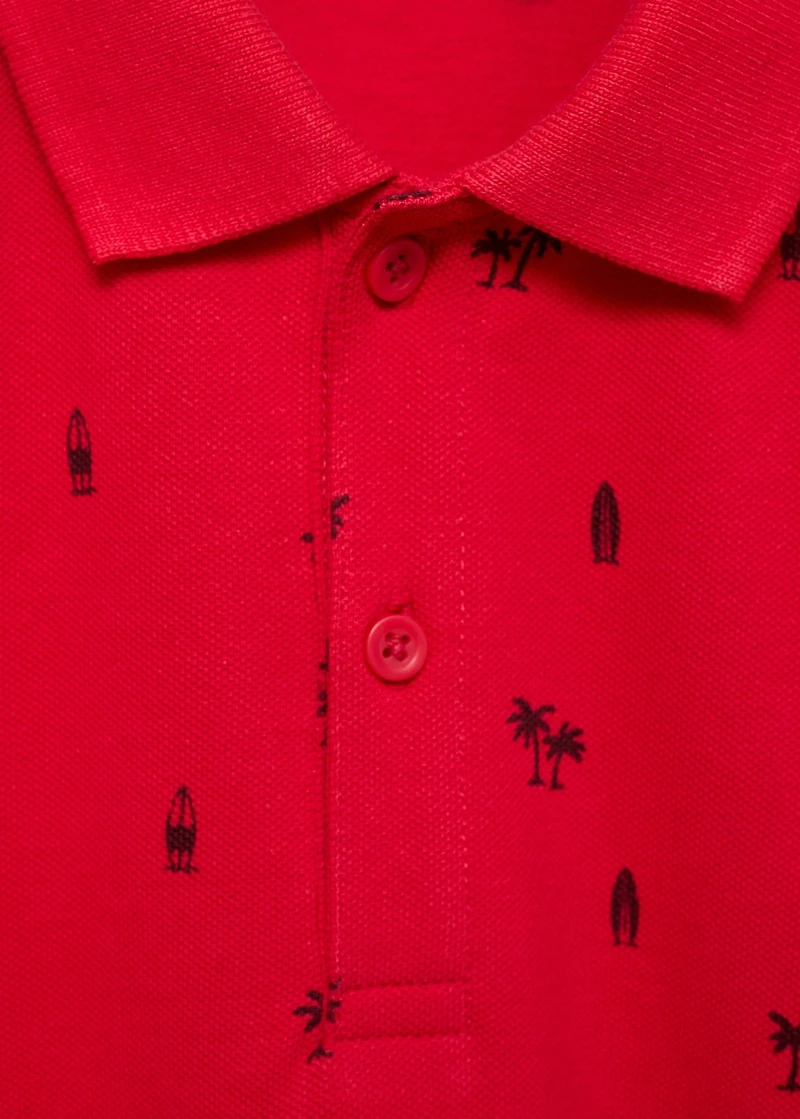 Printed cotton piqué polo shirt