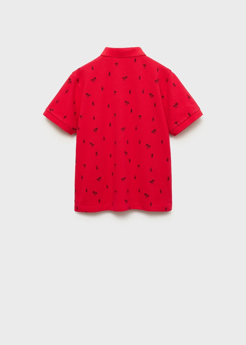 Printed cotton piqué polo shirt