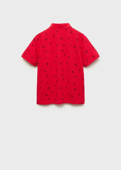 Printed cotton piqué polo shirt