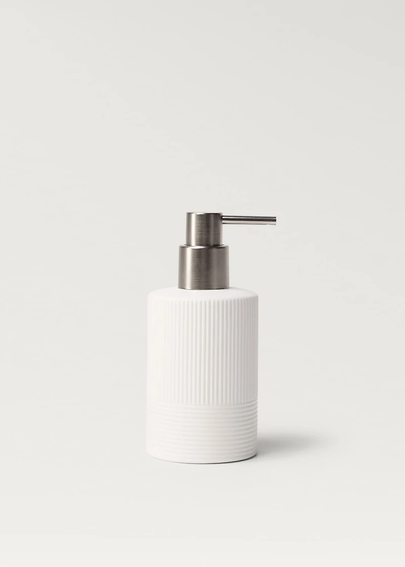 Stoneware soap dispenser with relief