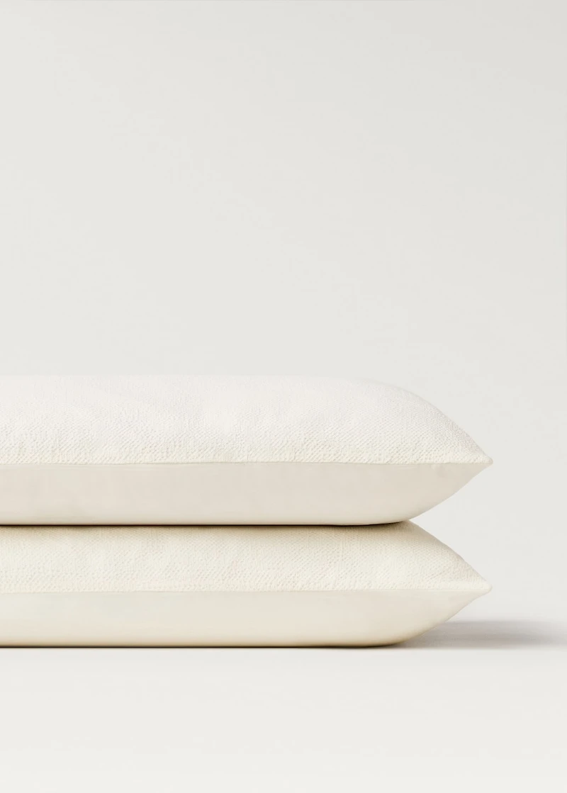 Two textured cotton percale pillowcases 50x75 cm