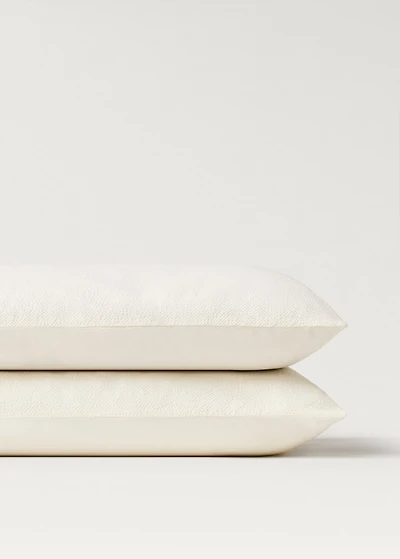 Two textured cotton percale pillowcases 50x75 cm