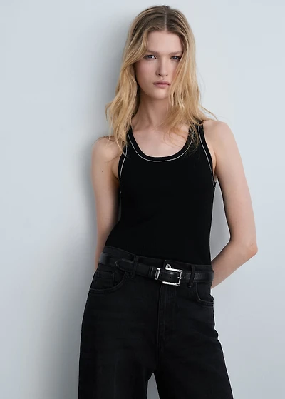 Ribbed top with contrasting trim