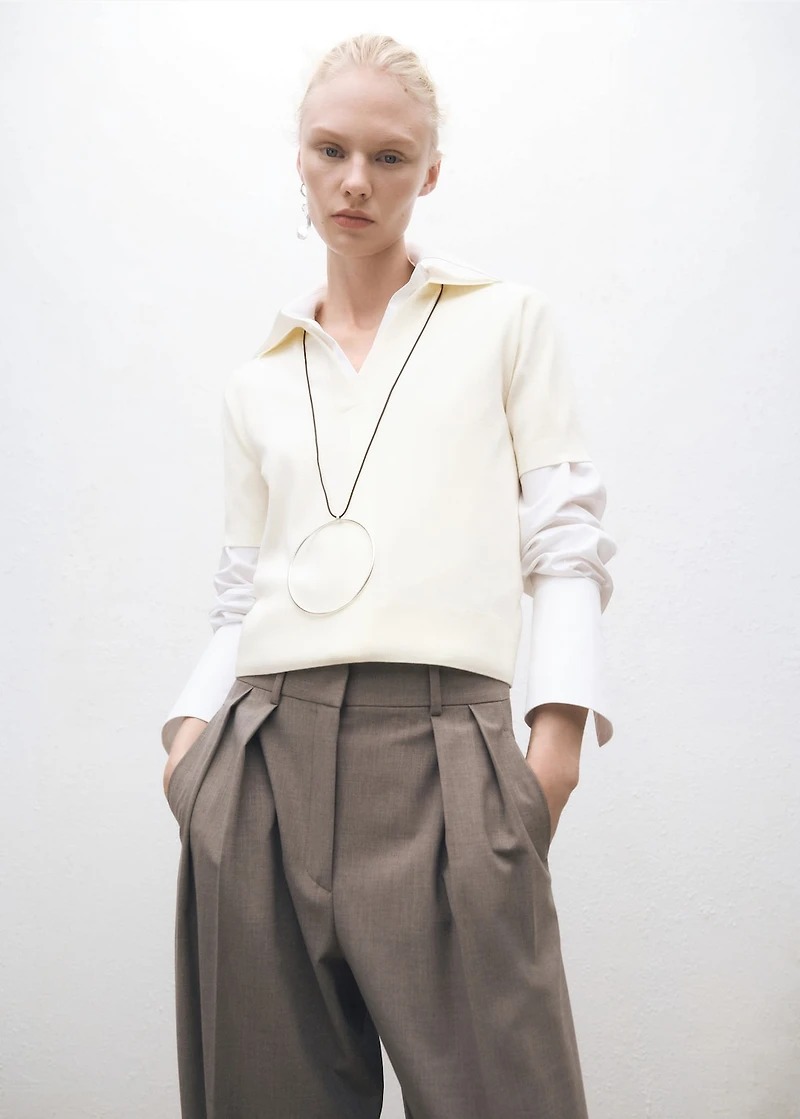 Wool-blend polo-neck sweater