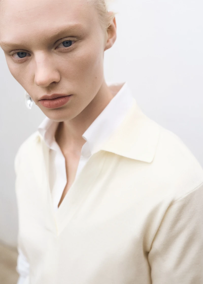 Wool-blend polo-neck sweater