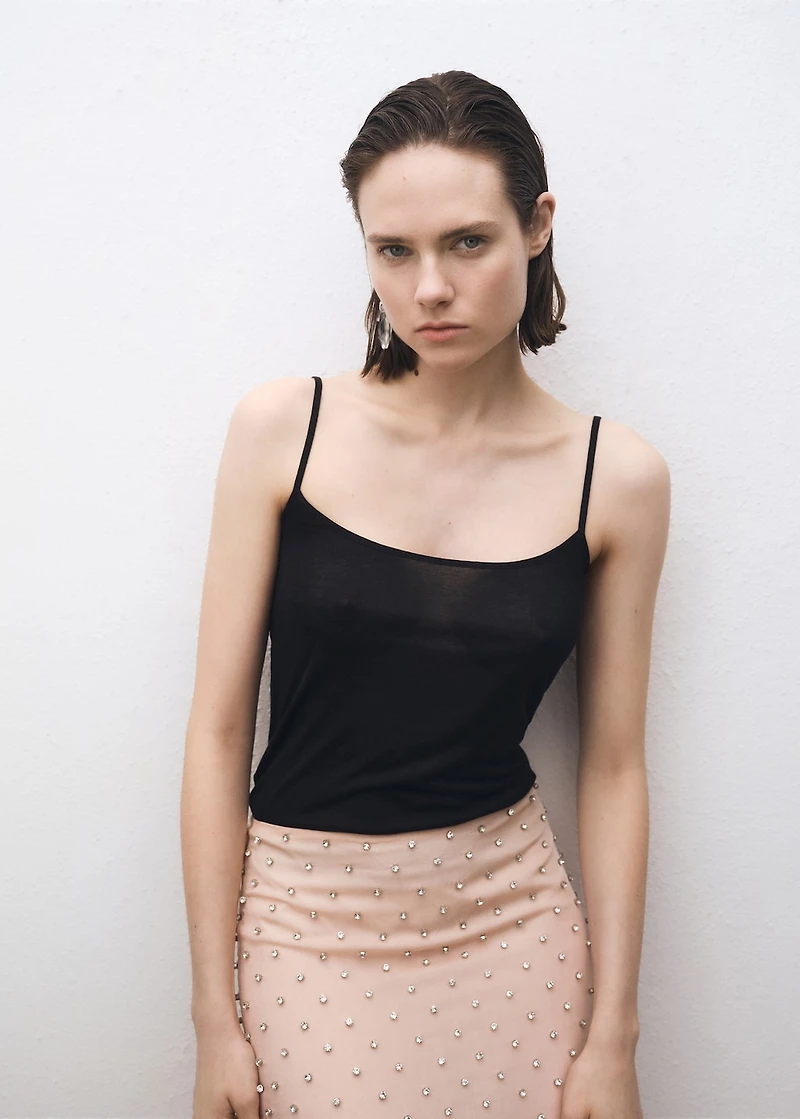 Silk top with thin straps