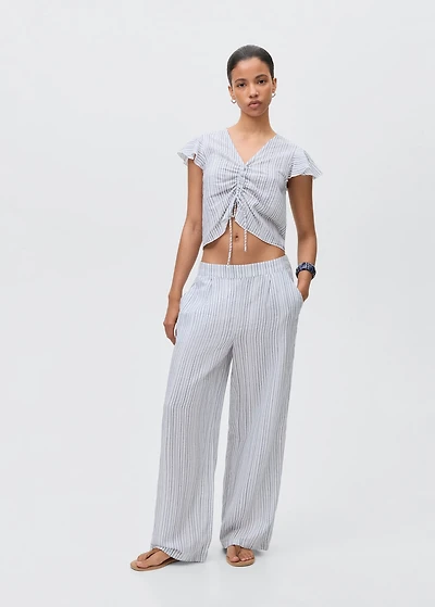 Striped cotton trousers