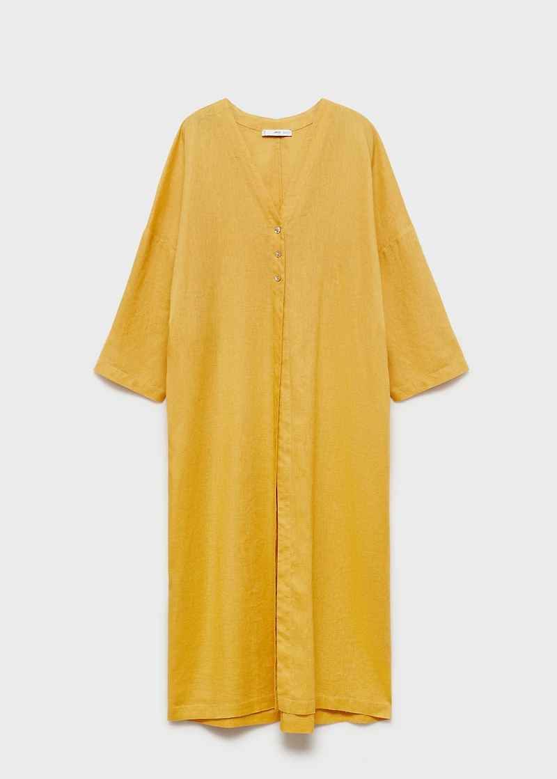 Oversize linen-blend dress