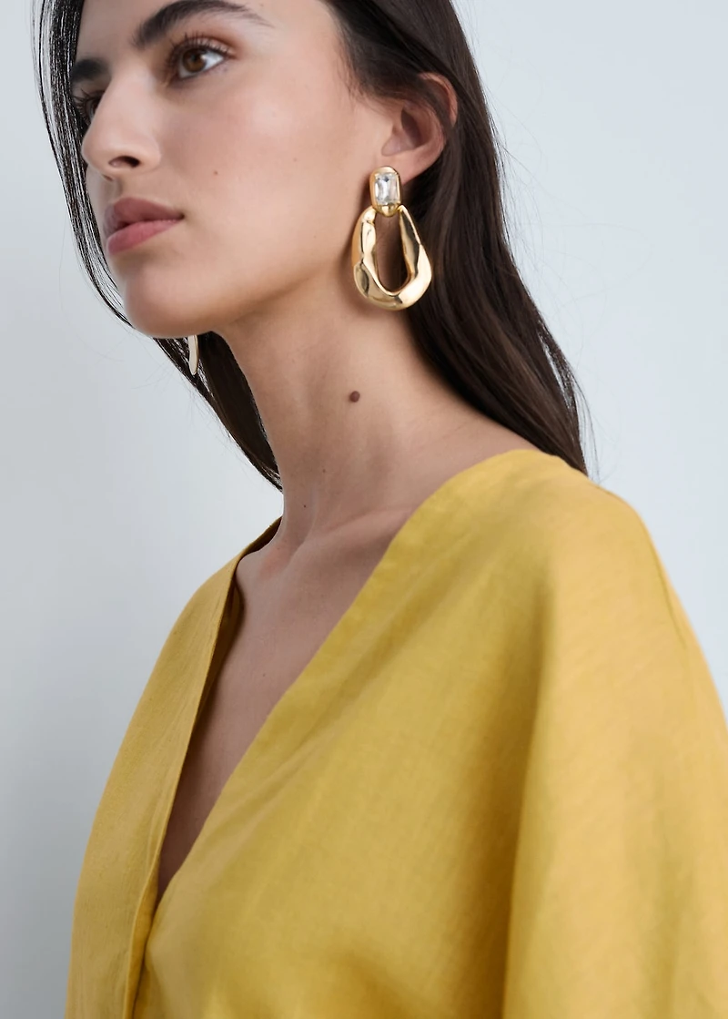 Oversize linen-blend dress