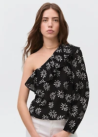 Asymmetrical printed blouse