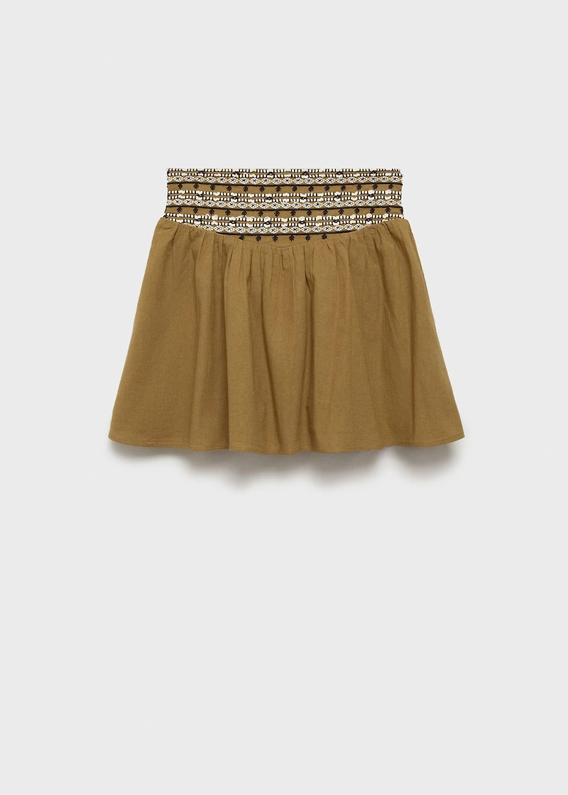 Short skirt with embroidered waist