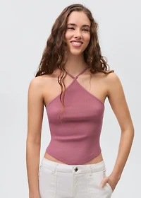 Ribbed halter-neck top