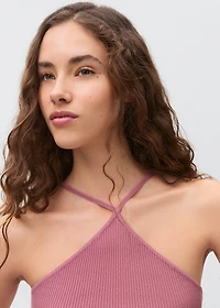 Ribbed halter-neck top