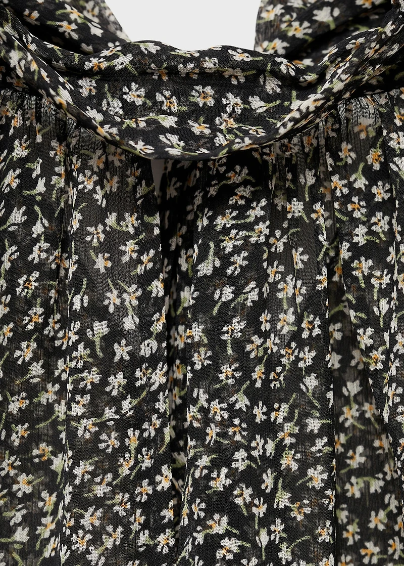 Floral-print blouse with ruffles