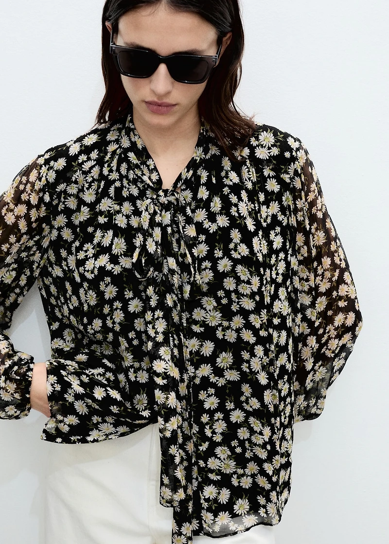 Floral tie blouse