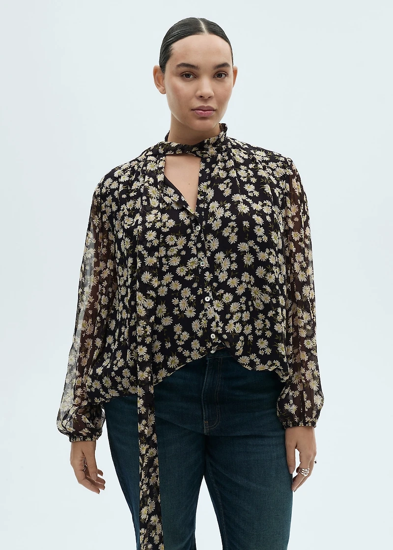Floral tie blouse