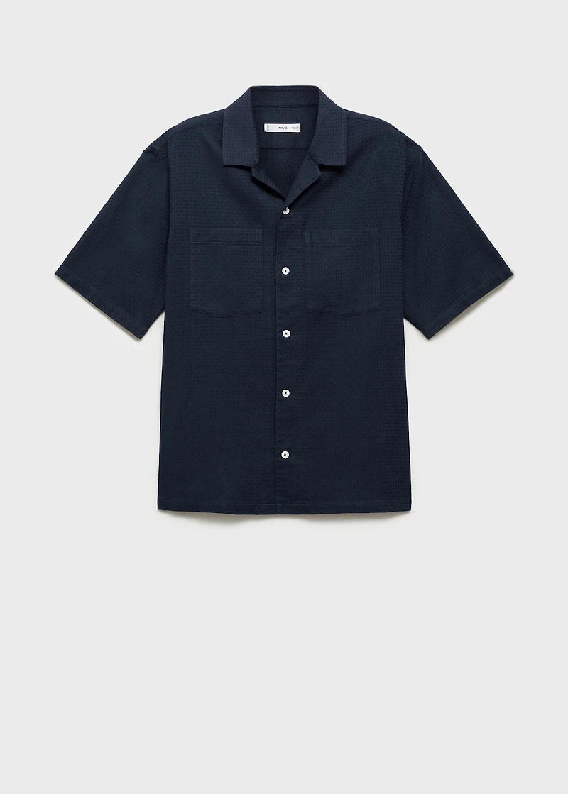 100% cotton check seersucker shirt