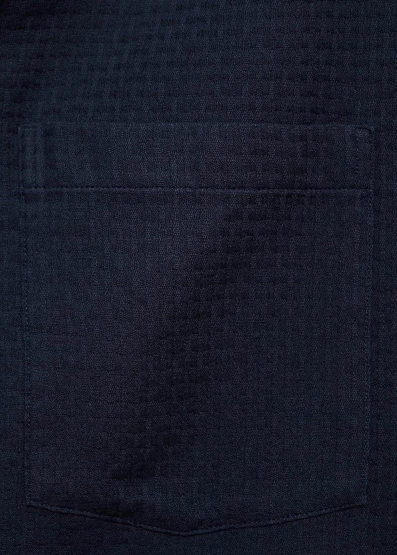 100% cotton check seersucker shirt