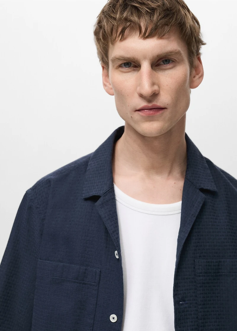 100% cotton check seersucker shirt