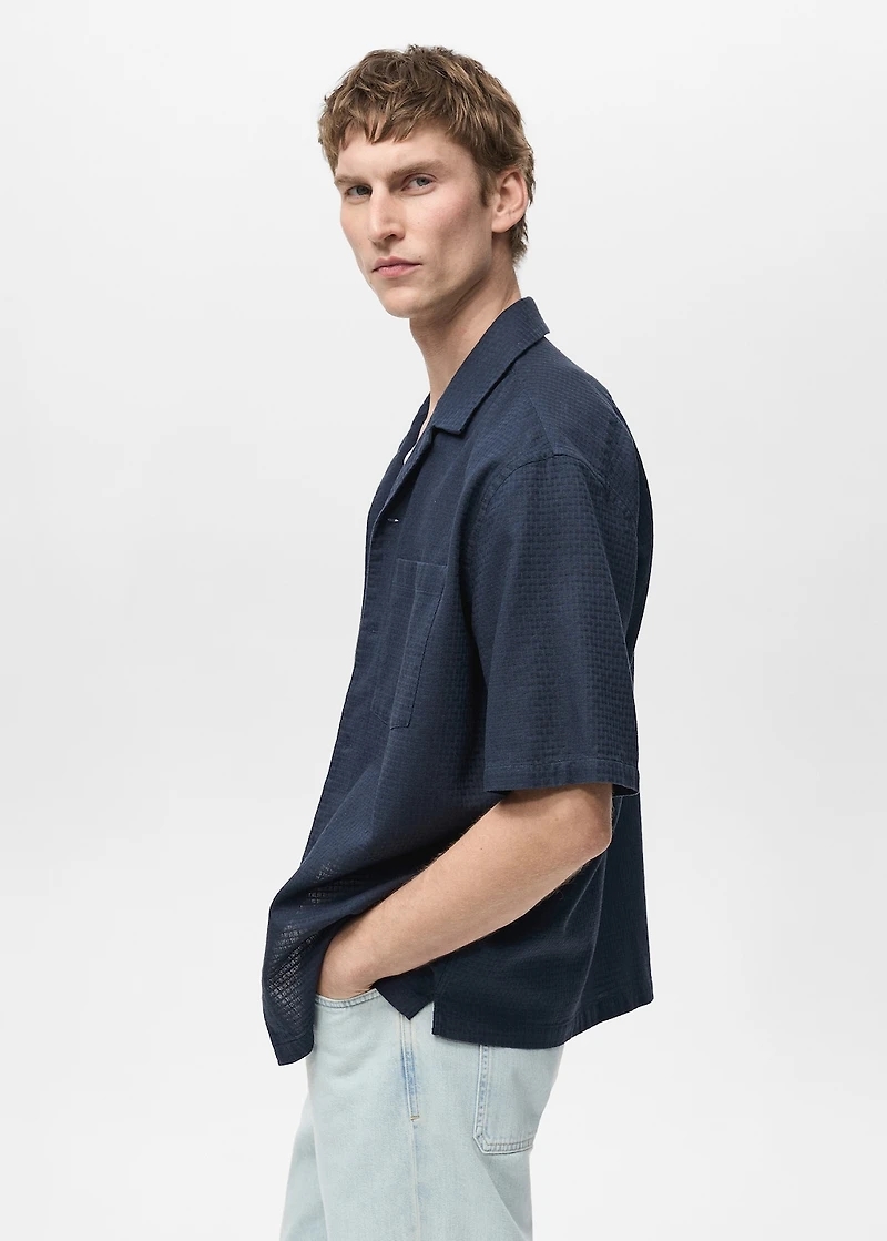 100% cotton check seersucker shirt