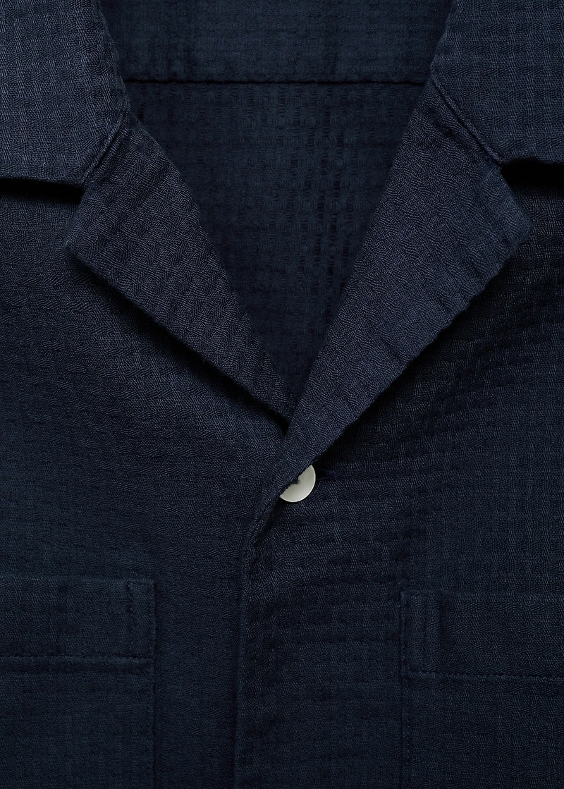 100% cotton check seersucker shirt