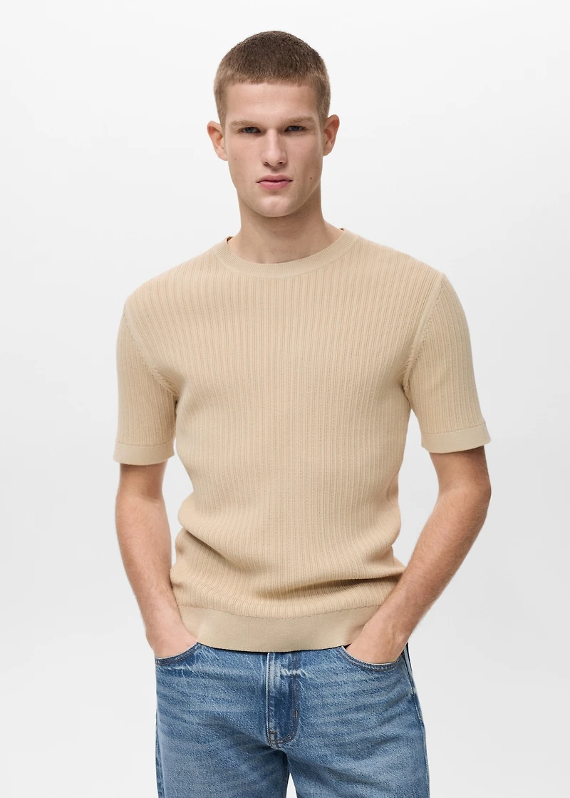 Braided cotton knitted T-shirt