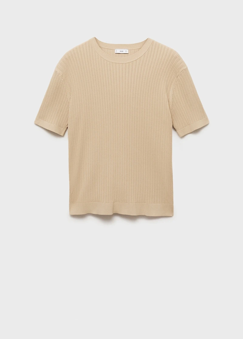 Braided cotton knitted T-shirt