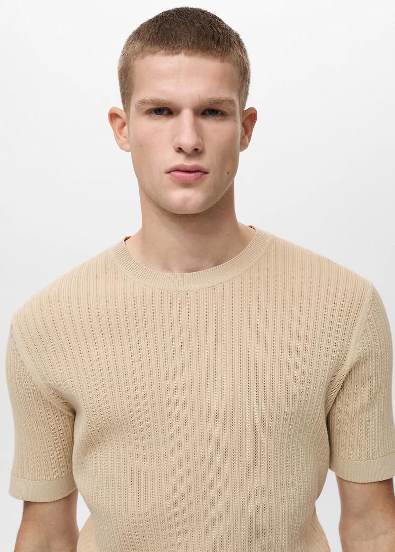 Braided cotton knitted T-shirt