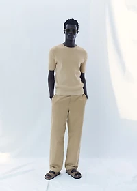 Braided cotton knitted T-shirt