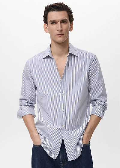 100% cotton slim-fit striped shirt