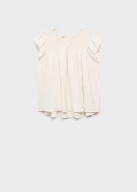 Linen-blend ruffled blouse