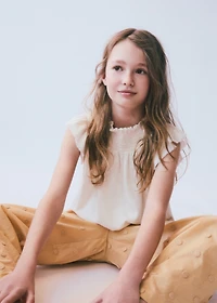 Linen-blend ruffled blouse