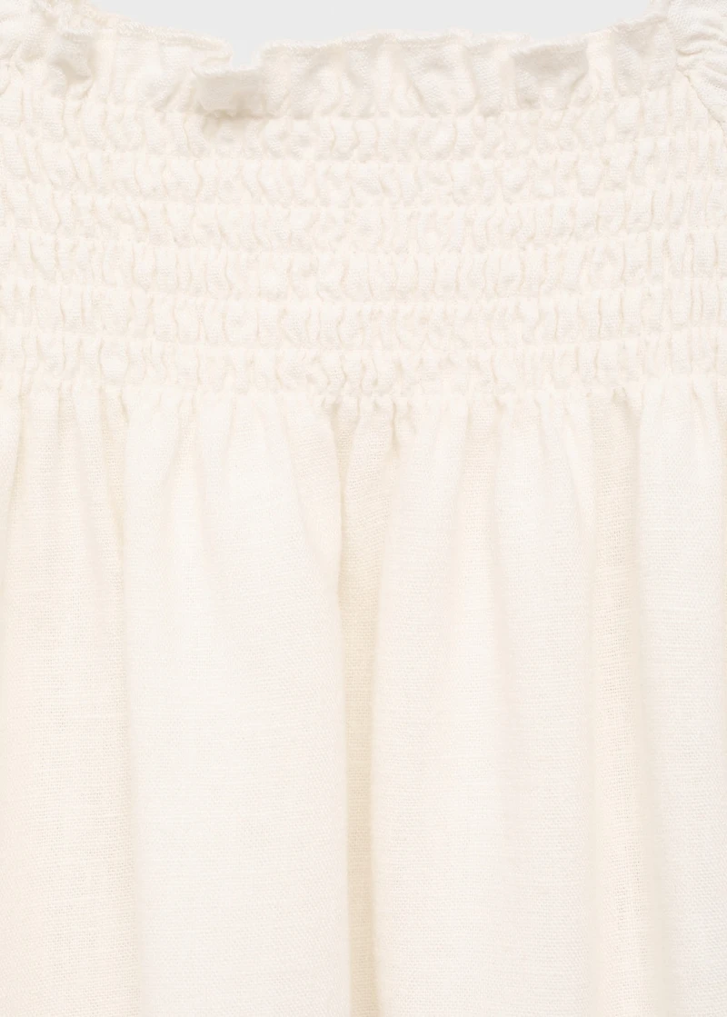 Linen-blend ruffled blouse