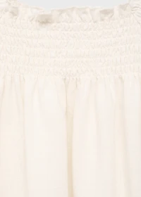 Linen-blend ruffled blouse