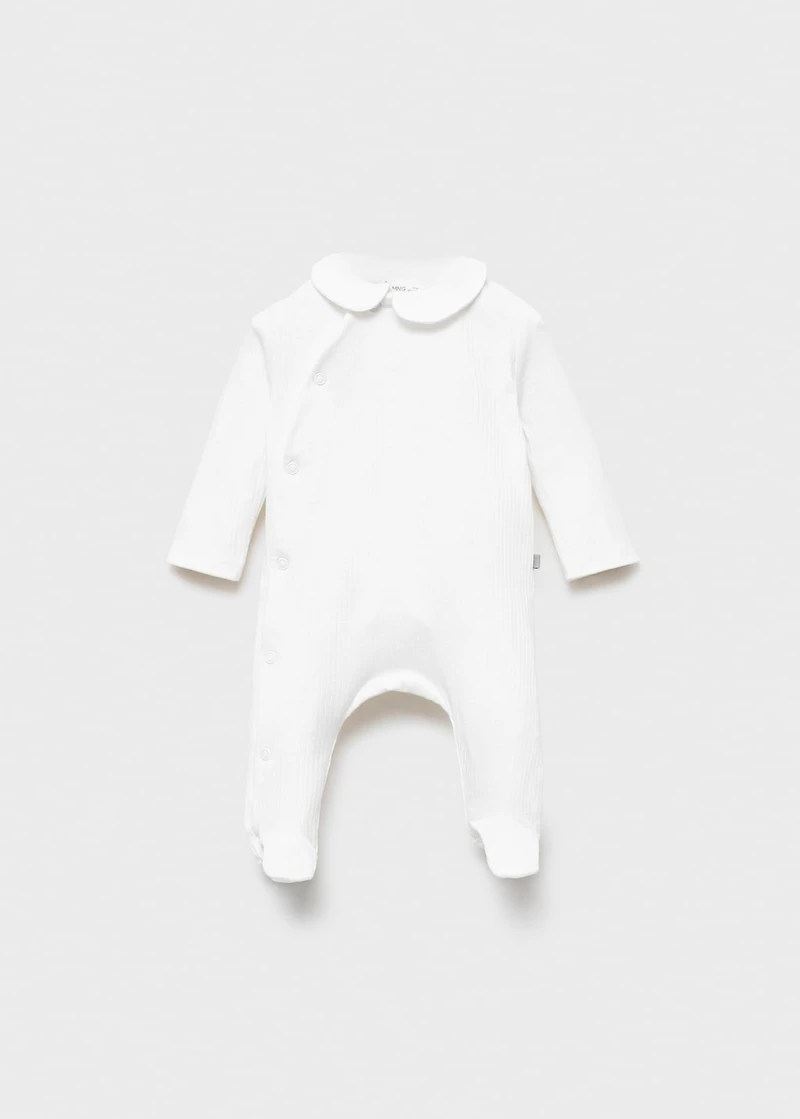 Cotton bodysuit with Peter Pan collar