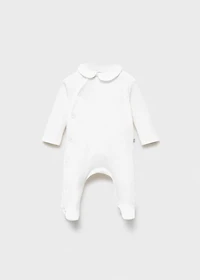 Cotton bodysuit with Peter Pan collar