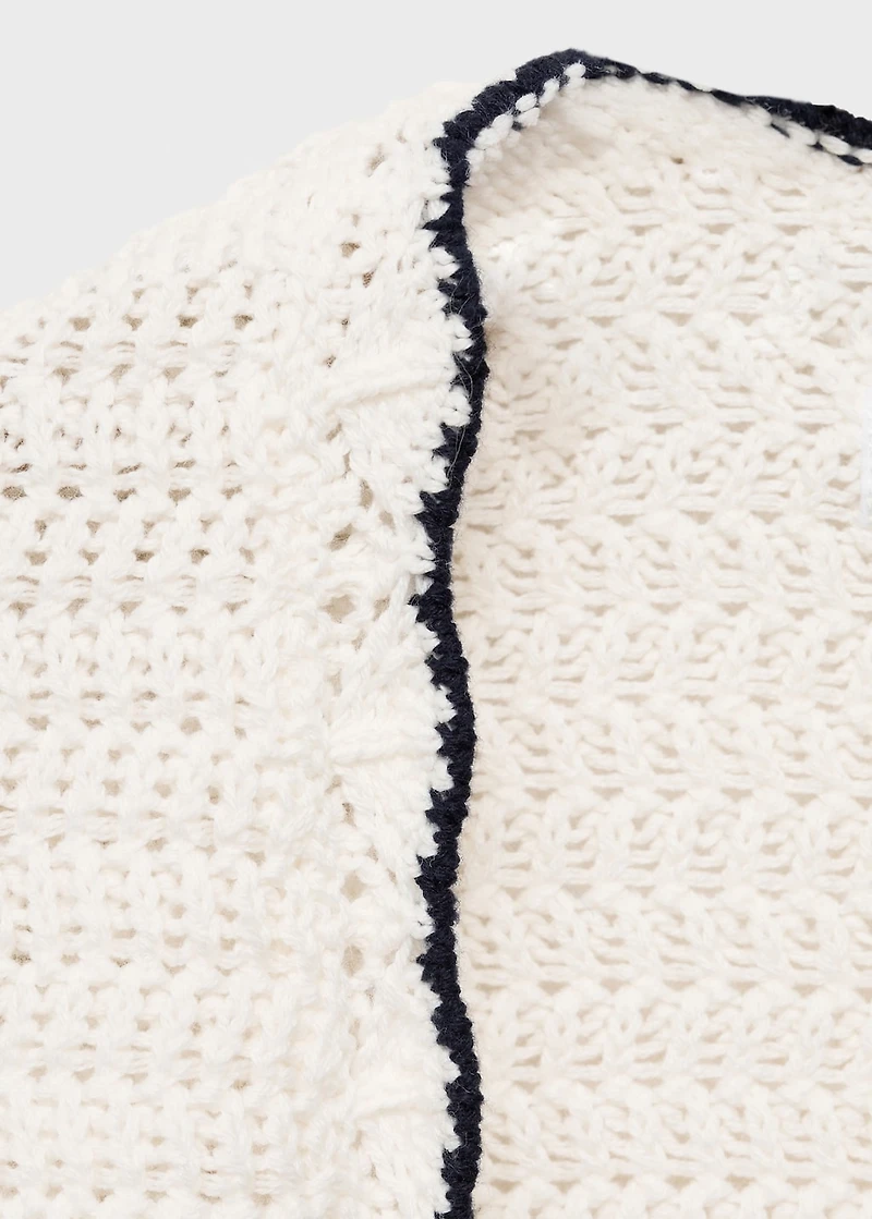 Knitted cardigan with contrasting trims