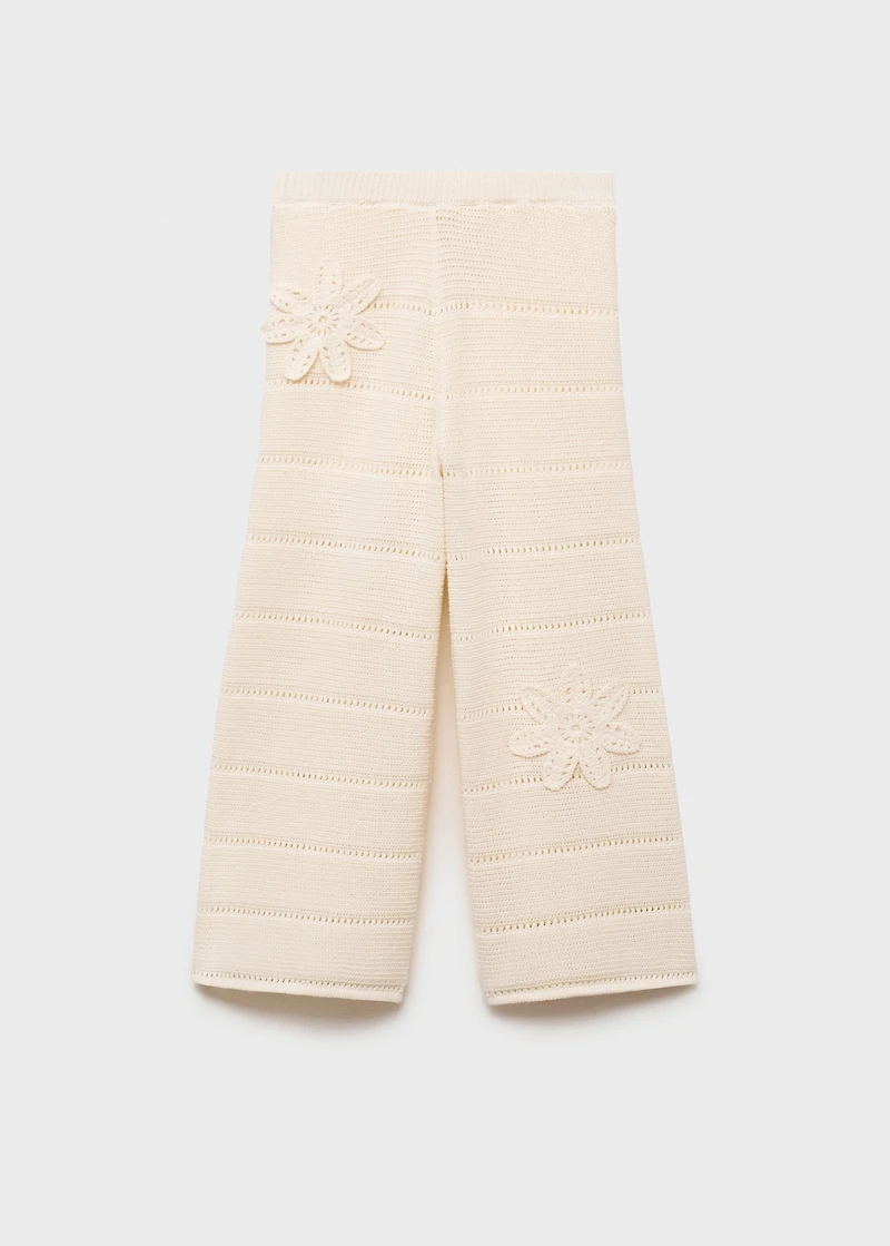 Knitted pants with crochet detail
