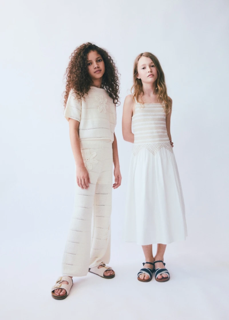 Knitted pants with crochet detail