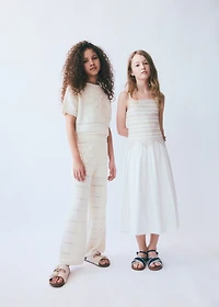 Knitted pants with crochet detail